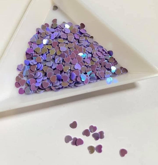 holographic heart sequins, purple green heart sequins, resin fillers, crafting supplies, resin sequins, filler holo nail accessories, epoxy