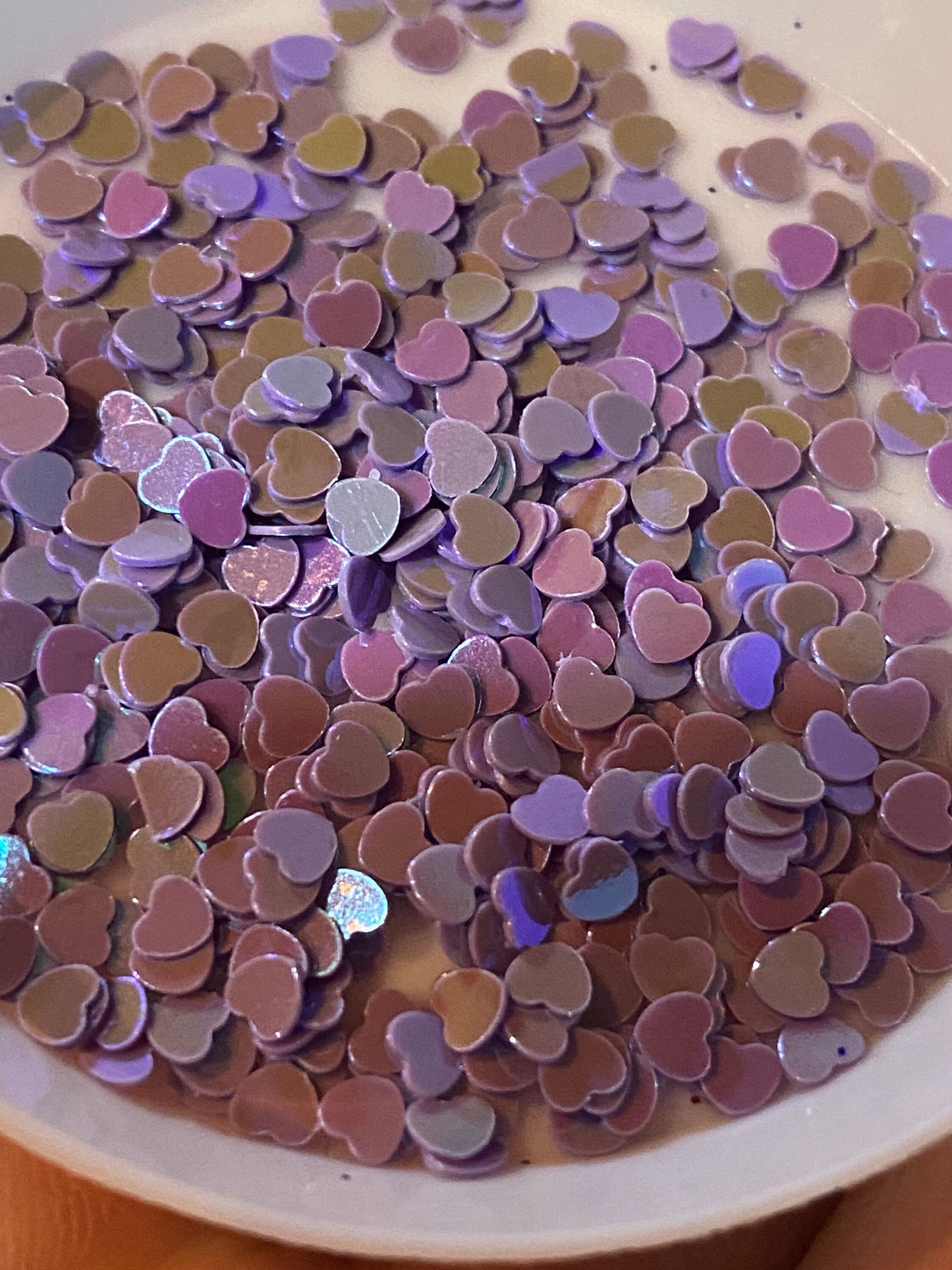 holographic heart sequins, purple green heart sequins, resin fillers, crafting supplies, resin sequins, filler holo nail accessories, epoxy