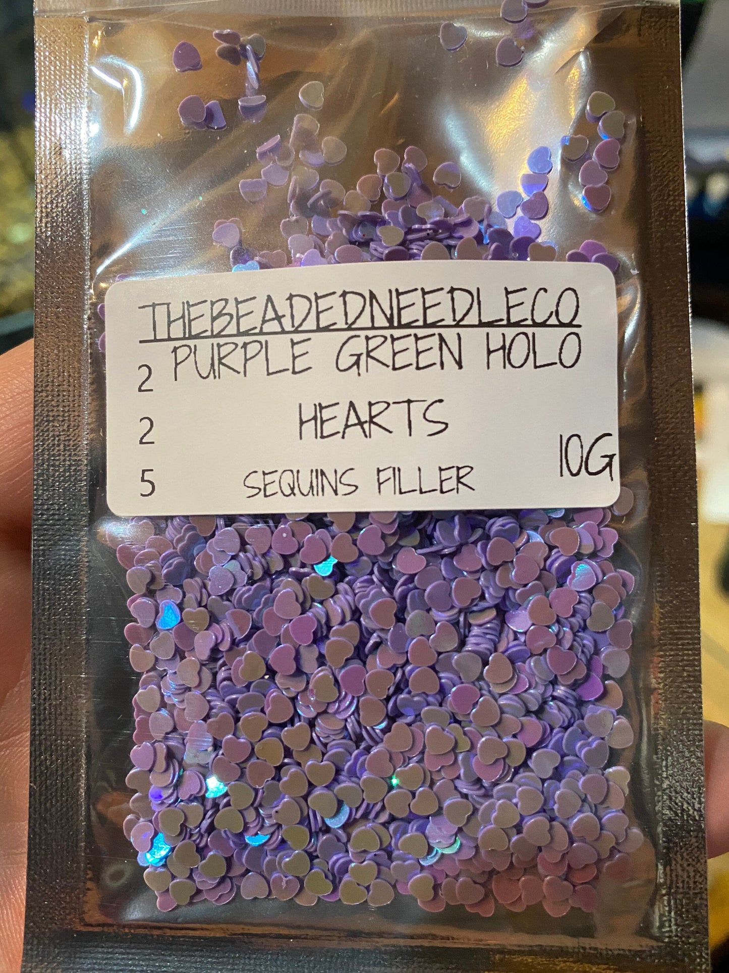 holographic heart sequins, purple green heart sequins, resin fillers, crafting supplies, resin sequins, filler holo nail accessories, epoxy