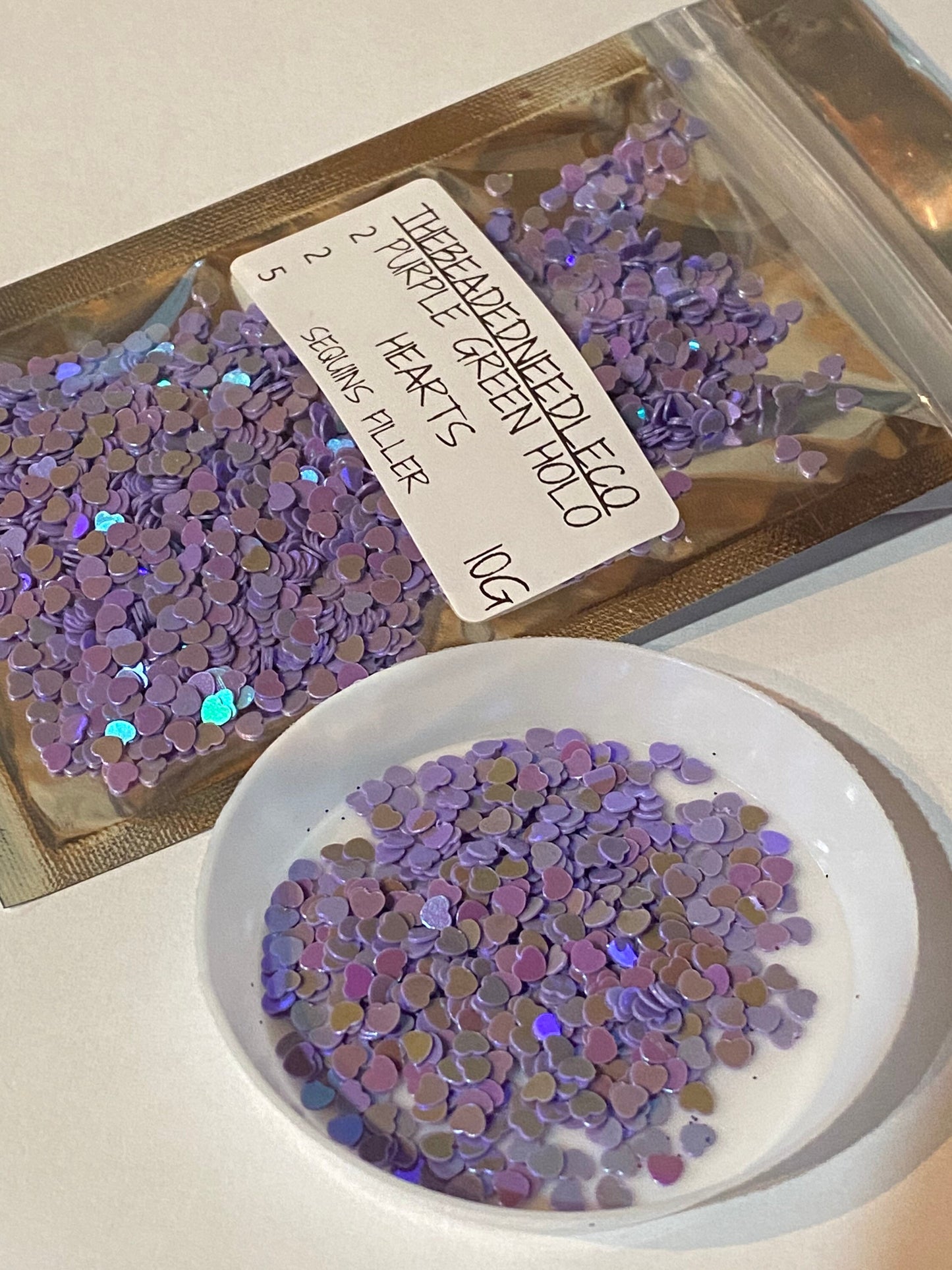 holographic heart sequins, purple green heart sequins, resin fillers, crafting supplies, resin sequins, filler holo nail accessories, epoxy