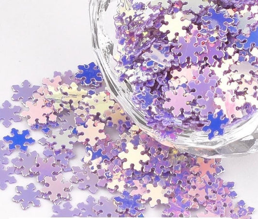 holographic purple snowflakes sequins, sequins, resin fillers, crafting supplies, resin sequins, flower nail accessories, purple/pink