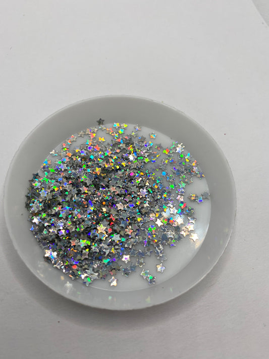 SILVER holographic star sequins 15g, star sequins, resin fillers, crafting supplies, resin sequins, stars holo nail accessories, epoxy