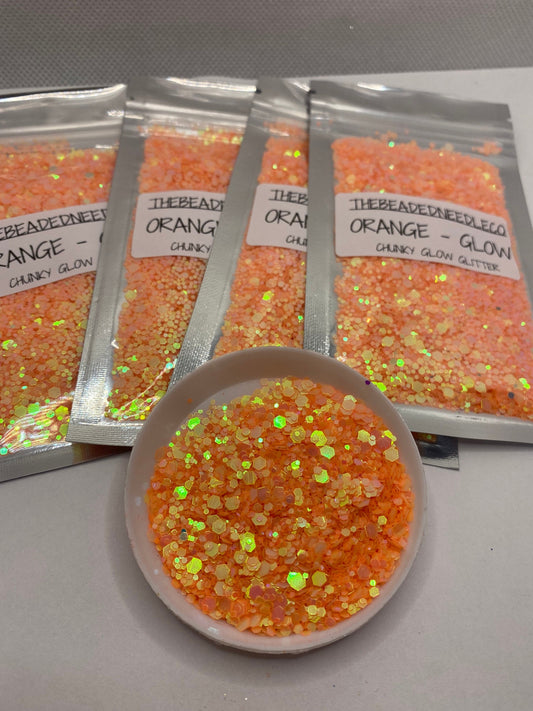 ORANGE-GLOW: glow chunky glitter mix, crafting supplies glitter, custom mix, resin supplies, resin glitter, mix holo glitter 15g