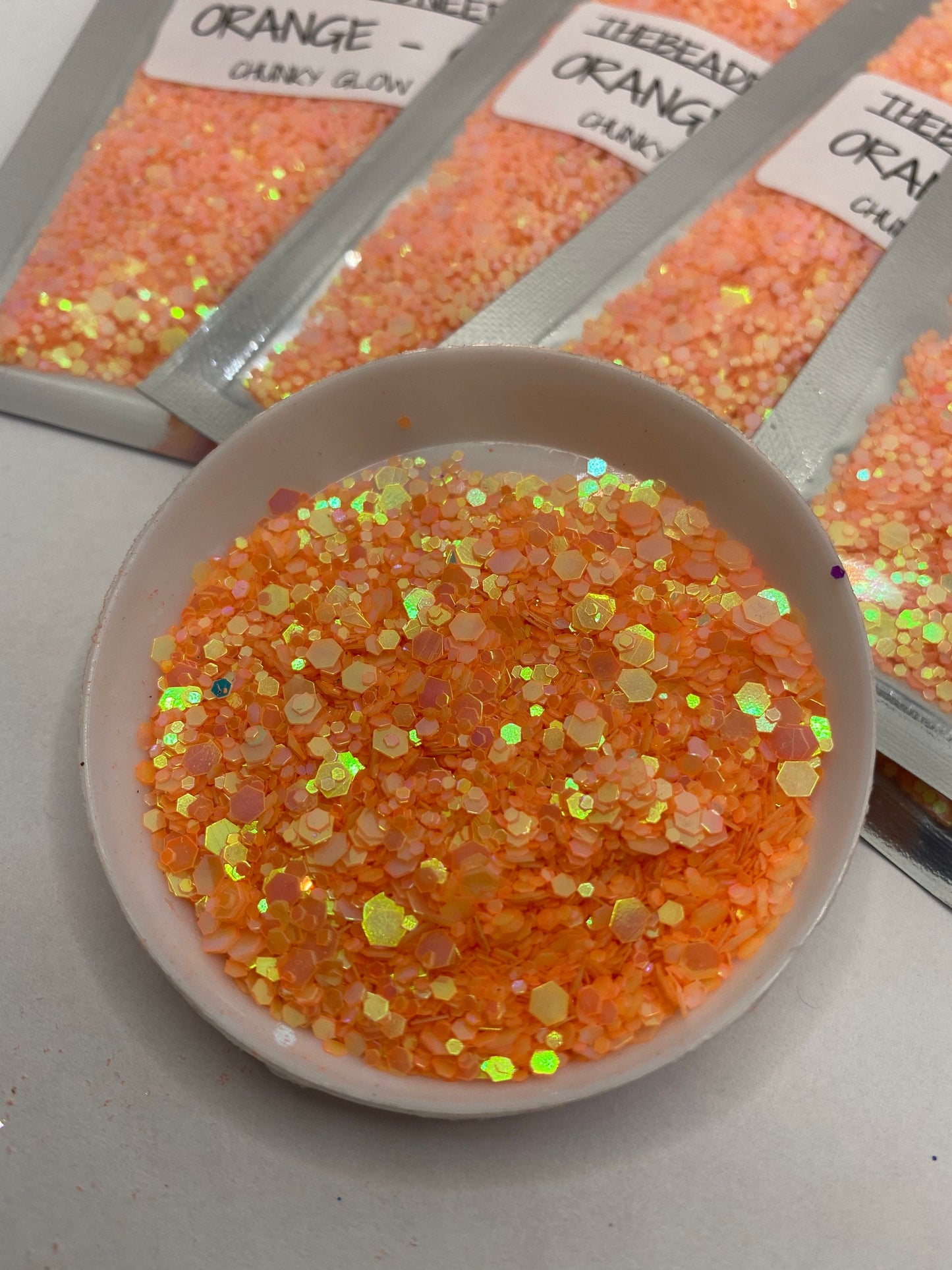 ORANGE-GLOW: glow chunky glitter mix, crafting supplies glitter, custom mix, resin supplies, resin glitter, mix holo glitter 15g