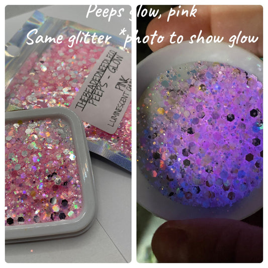 Peeps pink -GLOW: glow chunky glitter mix, crafting supplies glitter, custom mix, resin supplies, resin glitter, mix holo glitter 15g