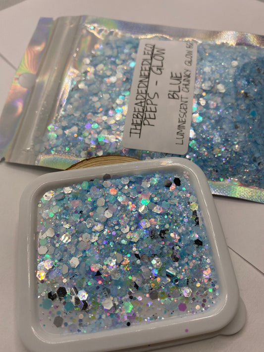 Peeps blue -GLOW: glow chunky glitter mix, crafting supplies glitter, custom mix, resin supplies, resin glitter, mix holo glitter 15g uv