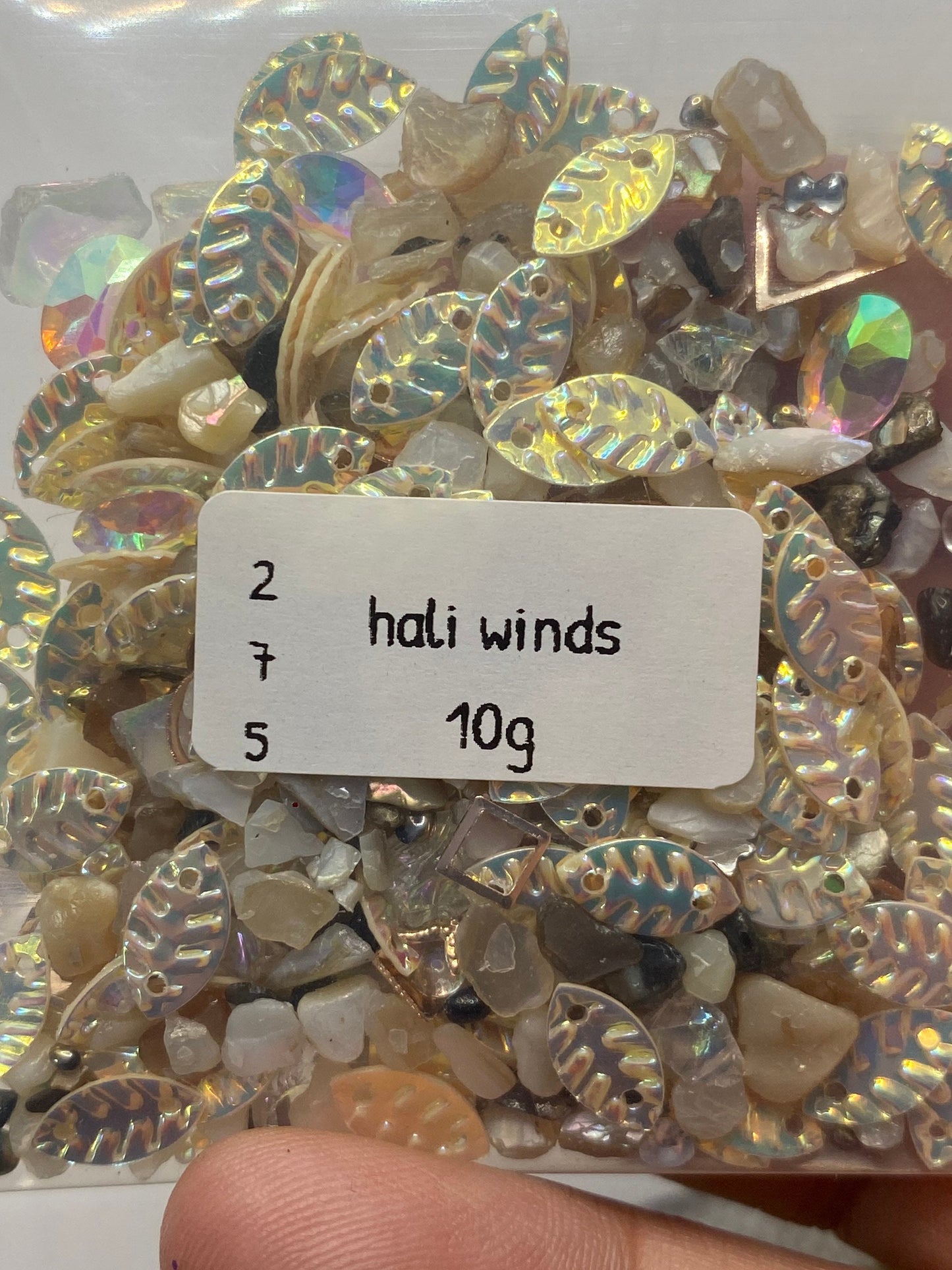 Hali-winds filler, rose gold metal accents, glass crystals, mother of pearl, holo glass, gems crafting, resin supplies, art supply 10g