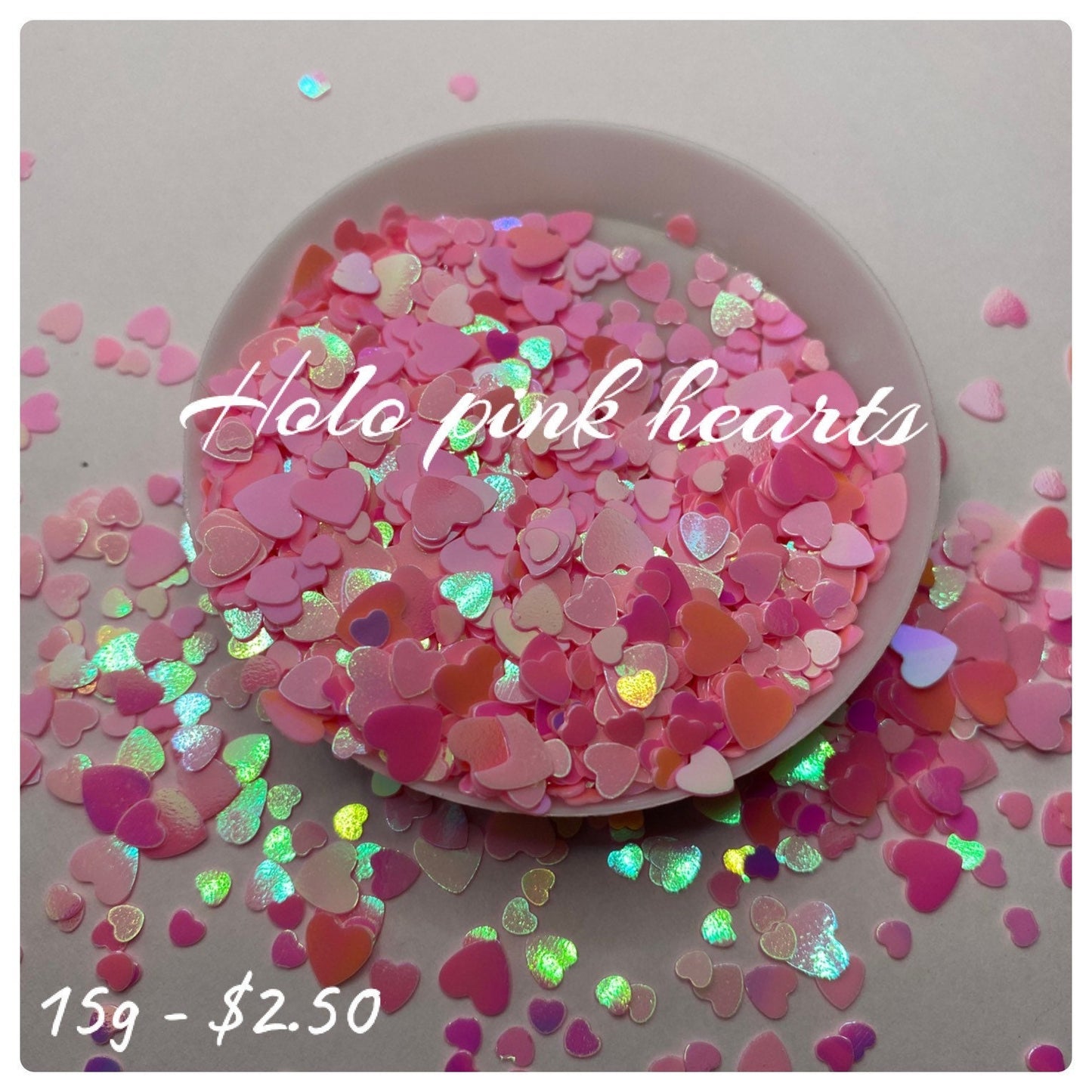 holographic heart sequins, holo pink heart sequins, resin fillers, crafting supplies, resin sequins, filler holo nail accessories, epoxy