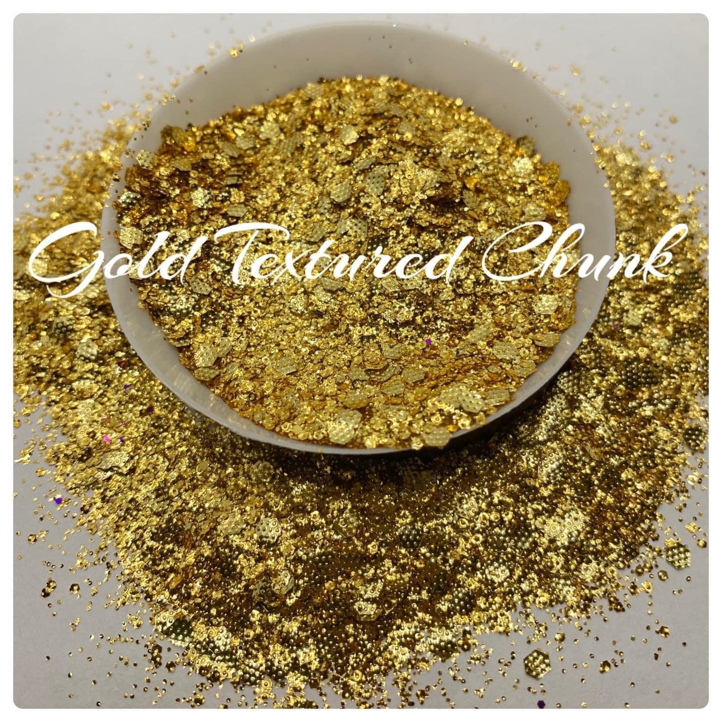 Honeycomb Gold textured chunky metallic, high quality polyester embossed chunky, resin glitter, tumbler chunky glitter, solvent resistant,