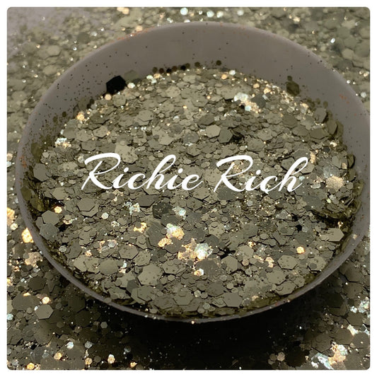 Richie-Rich: Metallic chunky glitter mix, hexagon chunky metallic glitter, custom mix, resin glitter, crafting