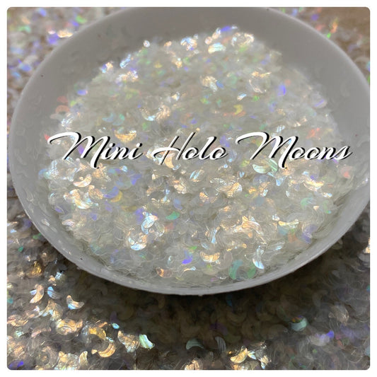 Holo moon sequins, celestial  sequins, resin fillers, crafting supplies, resin sequins, crescent moon filler holo nail accessories, 1oz