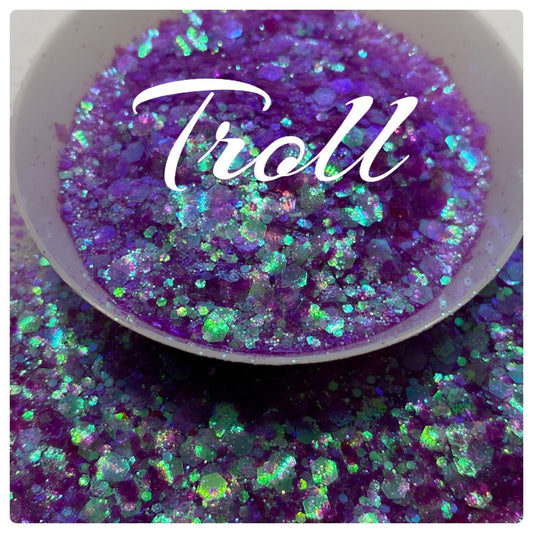 Troll: chameleon iridescent chunky glitter mix, crafting supplies glitter, custom mix, resin supplies, resin glitter, mix glitter