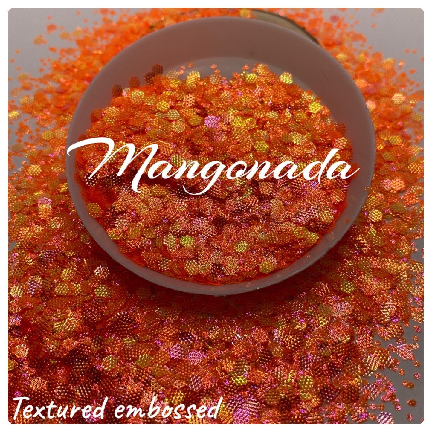 Mangonada textured chunky metallic, high quality polyester embossed chunky, resin glitter, tumbler chunky glitter, solvent resistant,