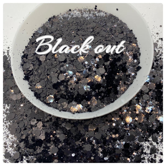 Black -out:chunky sequins glitter mix, colored glitter, gloss mix glitter hexagon chunky, resin glitter, crafting