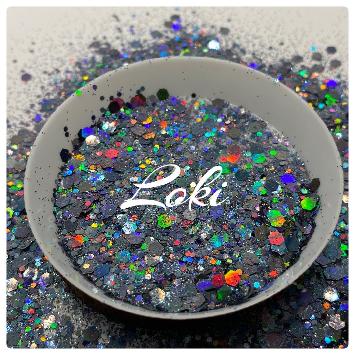 Loki: grey holographic chunky glitter mix, crafting supplies glitter, custom mix, resin supplies, resin glitter, glitter