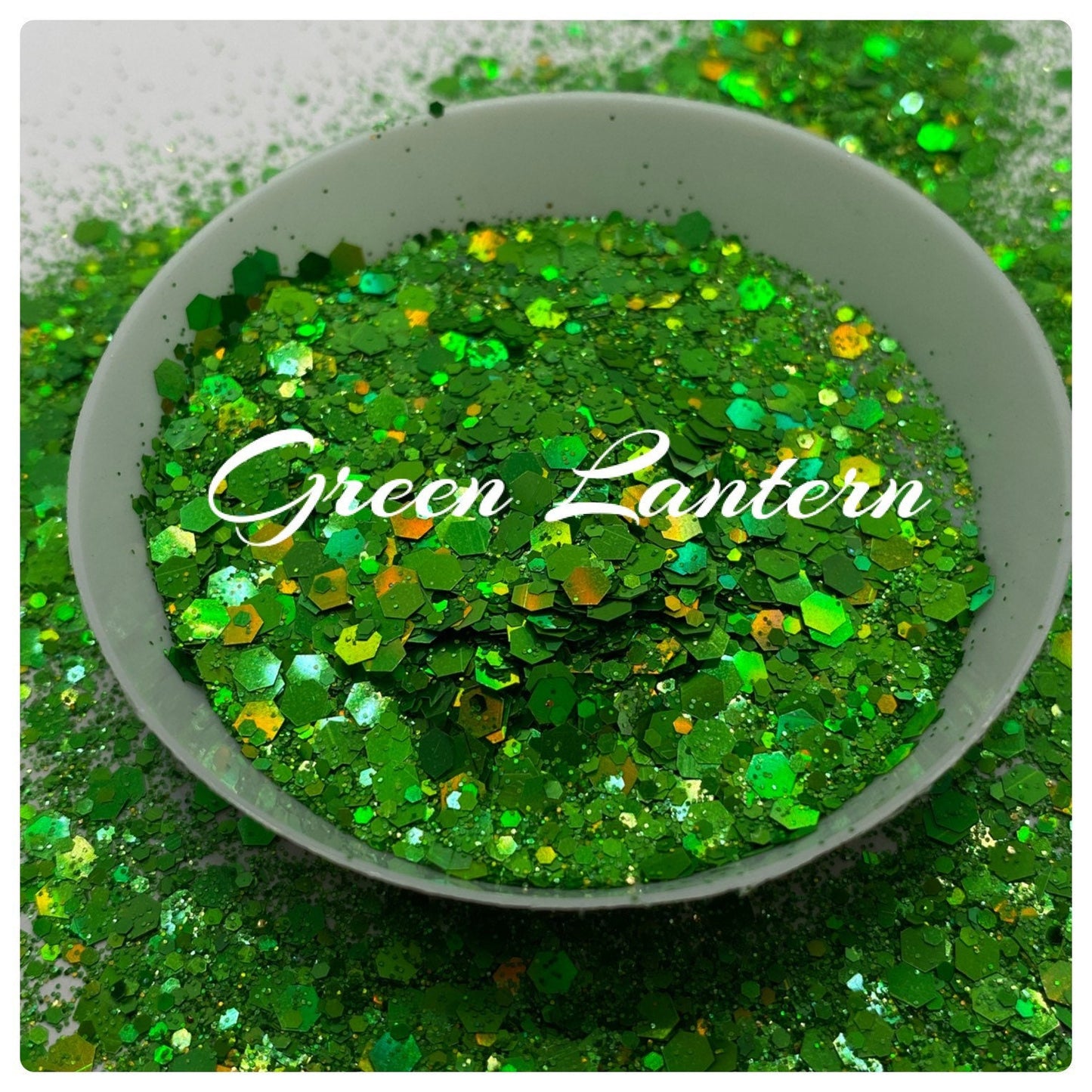 Green Lanterns: holographic chunky glitter mix, crafting supplies glitter, custom mix, resin supplies, resin glitter, glitter