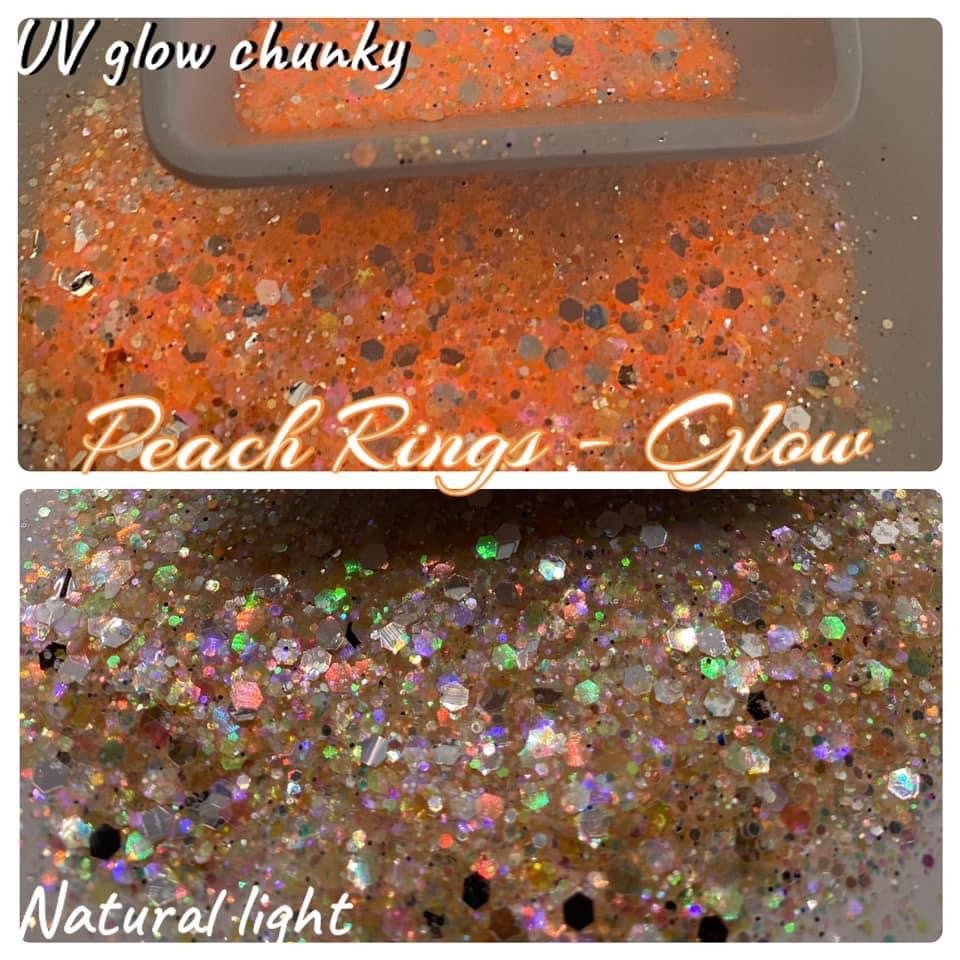 Peach Rings - GLOW: glow chunky glitter mix, crafting supplies glitter, custom mix, resin supplies, resin glitter, mix holo glitter 15g