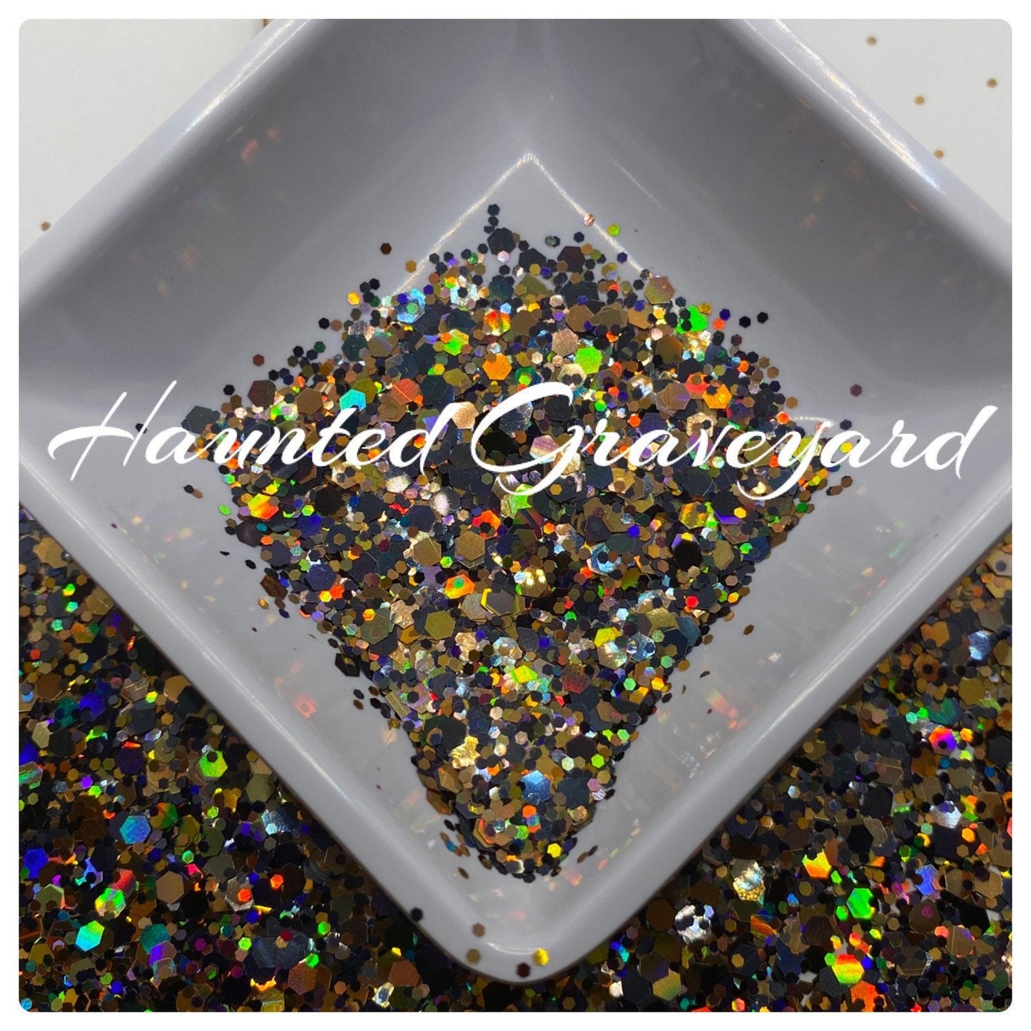 Haunted Graveyard: grey holographic chunky glitter mix, crafting supplies glitter, custom mix, resin supplies, resin glitter, glitter