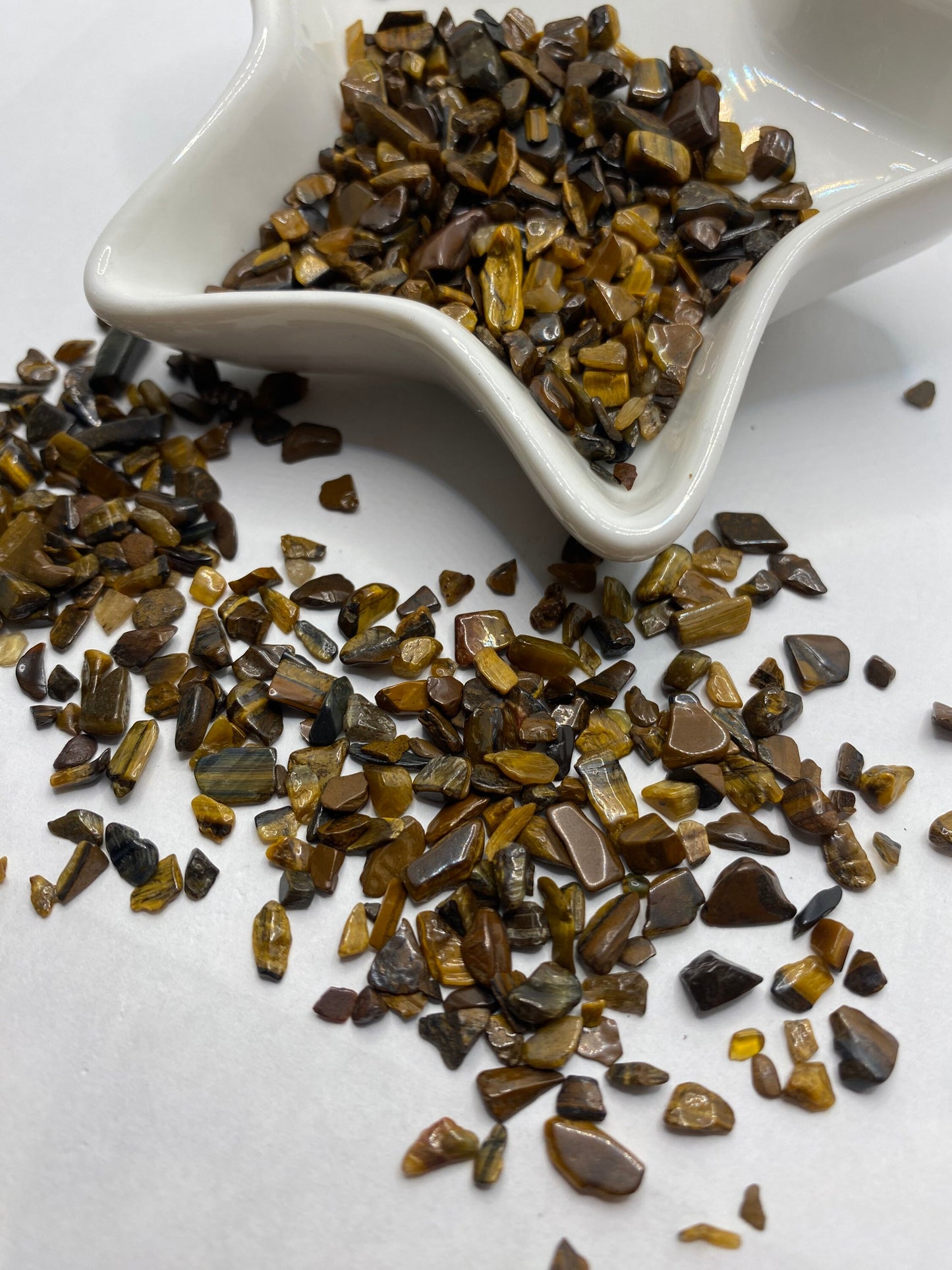 Tigers eye chips, filler, crafting chips, tigers eye glossed chips, resin fillers, candle making supplies 1oz by weight