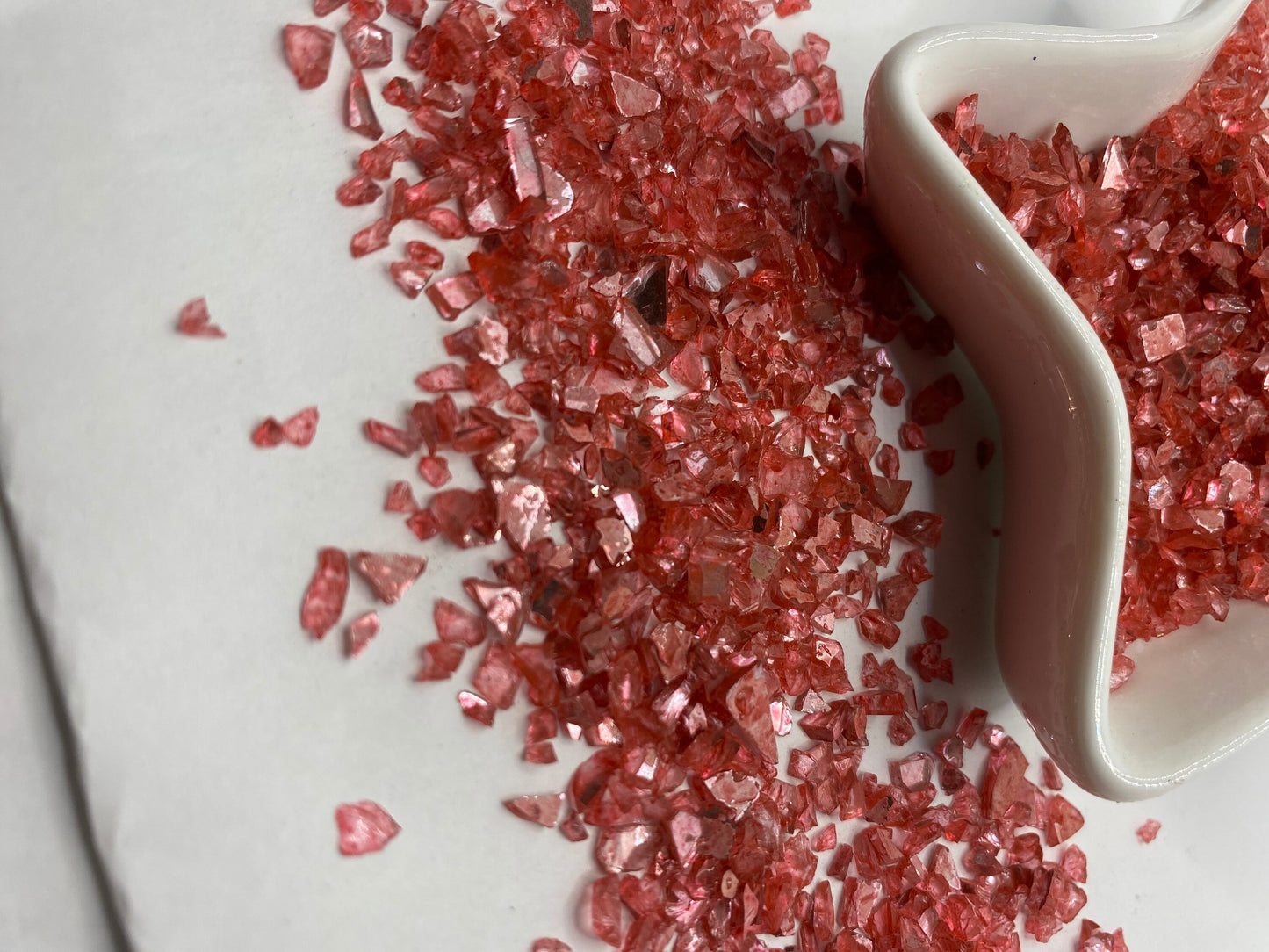 Cranberry glass chips, resin fillers, candle making supplies 1oz by weight, light red colored crushed glass crafting