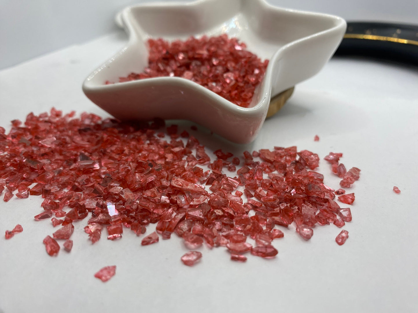 Cranberry glass chips, resin fillers, candle making supplies 1oz by weight, light red colored crushed glass crafting