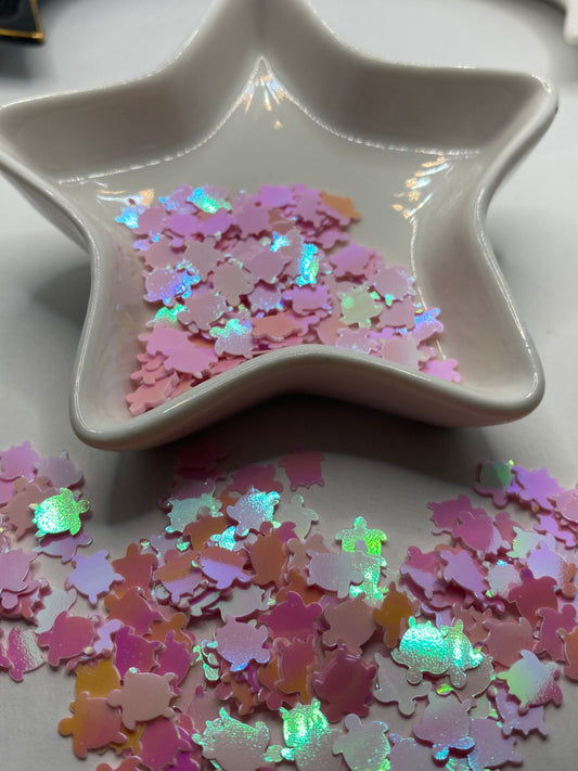 Holo sea turtle sequins, resin fillers, crafting supplies, resin sequins, turtle nail accessories, pink holo 1/2oz (15g)