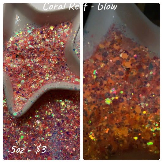 Coral Reef -GLOW: glow chunky glitter mix, crafting supplies glitter, custom mix, resin supplies, resin glitter, mix holo glitter 15g