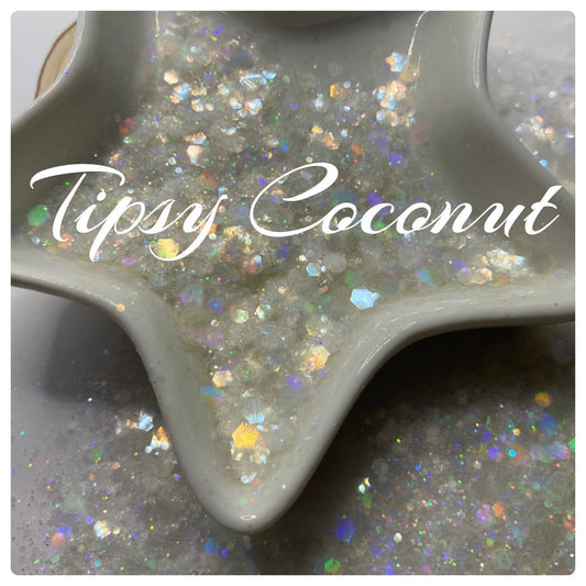 Tipsy Coconut: holo-chunky glitter mix, crafting supplies glitter, custom mix, resin supplies, resin glitter, mix holo glitter