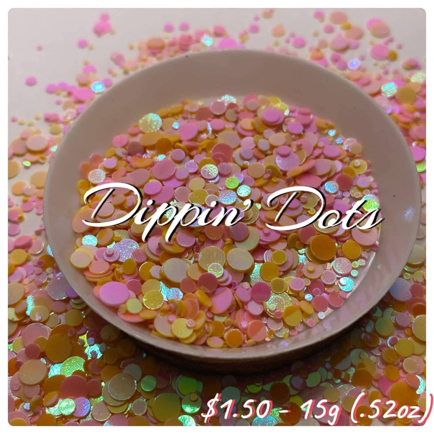 Dippin Dots: Circle glitter shape filler, circle crafting glitter, metallic circle glitter, 1/2oz (15g) wt.