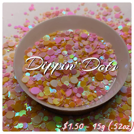 Dippin Dots: Circle glitter shape filler, circle crafting glitter, metallic circle glitter, 1/2oz (15g) wt.