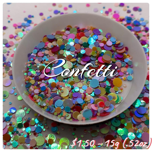 Confetti: Circle glitter shape filler, circle crafting glitter, metallic circle glitter, 1/2oz (15g) wt.