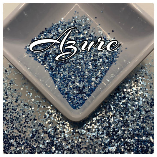 Azure 1/24: sm hex polyester glitter, iridescent holo glitter filler, crafting glitter, resin glitter