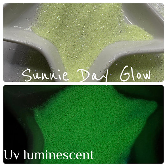 Sunnie Day: glow glitter mix crafting supplies glitter, custom mix, resin supplies, resin glitter, 15g Teal glow uv activated YELLOW/GREEN