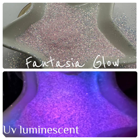 Fantasia: glow glitter mix crafting supplies glitter, custom mix, resin supplies, resin glitter, 15g Teal glow uv activated pink/purple