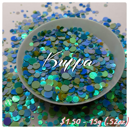 Kuppa: Circle glitter shape filler, circle crafting glitter, metallic circle glitter, 1/2oz (15g) wt.