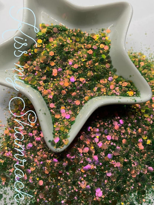 Kiss My Shamrock: chameleon electroplated chunky glitter mix, crafting supplies glitter, custom mix, resin supplies, resin glitter,