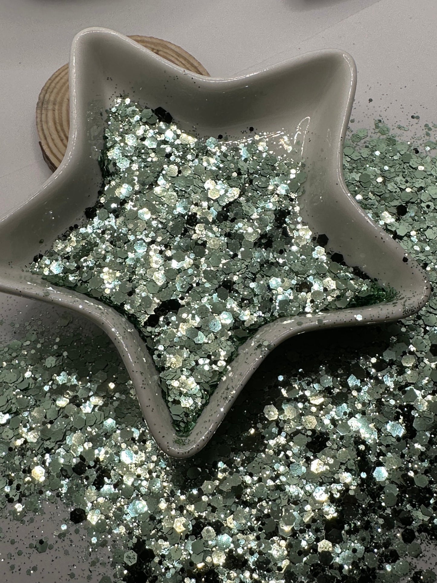 Mint: chunky garden blend glitter mix, colored glitter, Metallic opaque mix glitter hexagon chunky, resin glitter, crafting