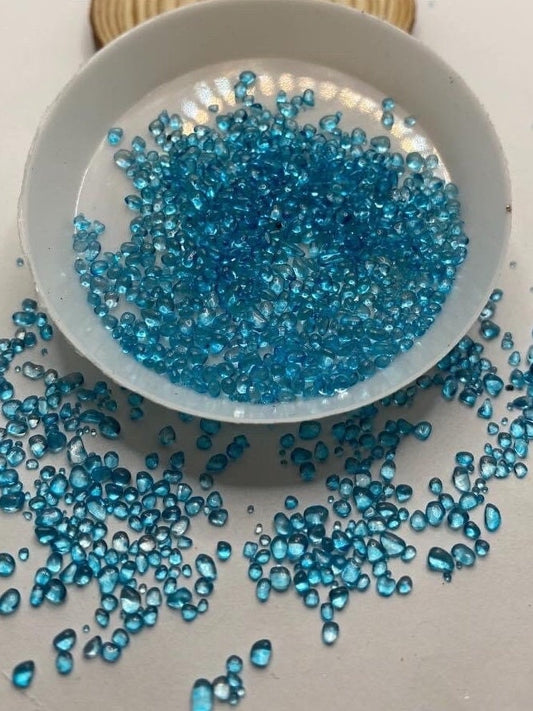 Transparent blue freeform glass, resin fillers, candle making supplies 20g by weight, no hole glass crafting