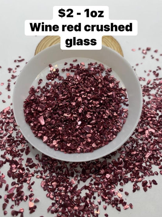 Wine red glass chips, resin fillers, candle making supplies 1oz by weight, colored crushed glass crafting