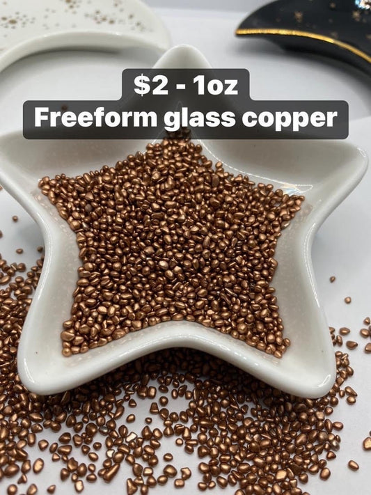 Copper freeform glass, resin fillers, candle making supplies 1oz by weight, no hole glass crafting