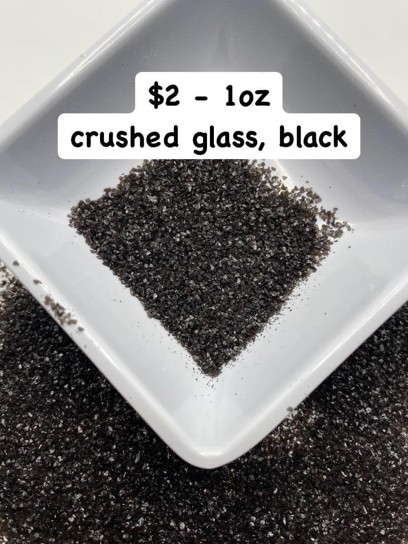 Black fine crushed glass resin fillers, candle making supplies 1oz by weight, colored crushed glass crafting