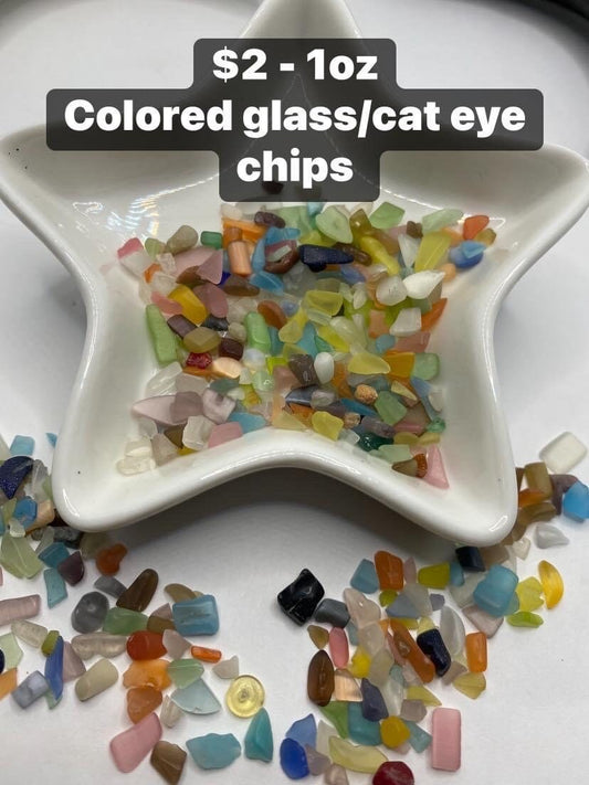 Cat eye multicolor chips, filler, crafting chips, rock chips, resin fillers, candle making supplies 1oz by weight