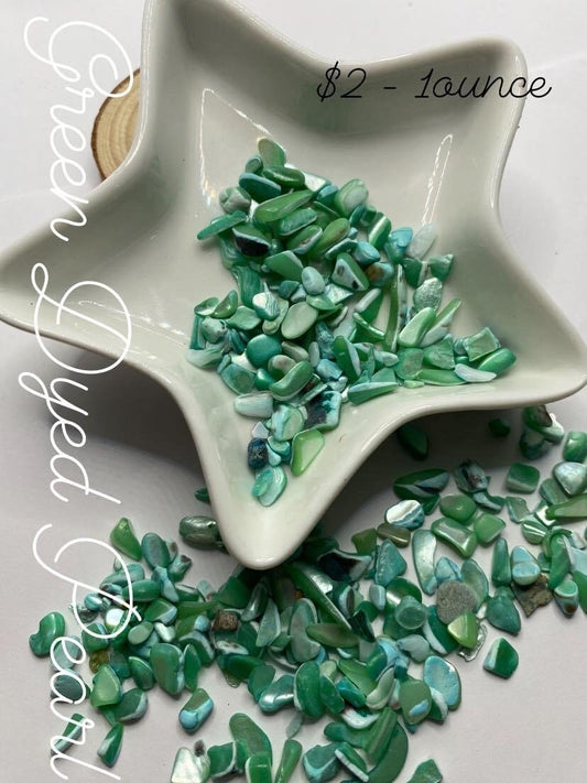 Green shell chip mix, filler, crafting chips, natural shell mix glossed chips, resin fillers, candle making supplies 1oz by weight