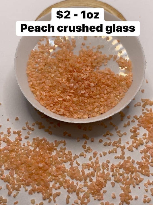 Peach glass chips, resin fillers, candle making supplies 1oz by weight, colored crushed glass crafting