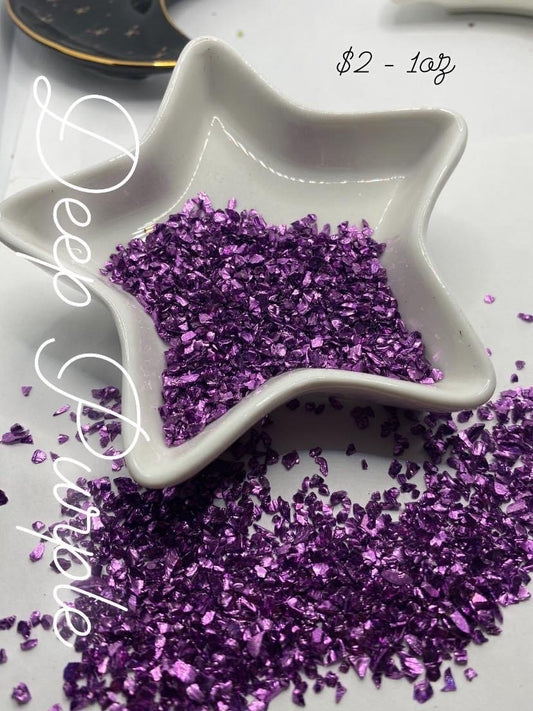 Deep Purple glass chips, resin fillers, candle making supplies 1oz by weight, colored crushed glass crafting