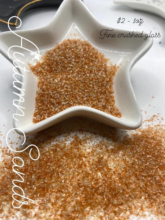 Autumn Sand:  fine crushed glass resin fillers, candle making supplies 1oz by weight, colored crushed glass crafting