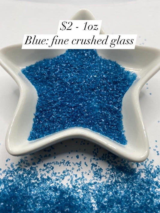 Blue  fine crushed glass resin fillers, candle making supplies 1oz by weight, colored crushed glass crafting