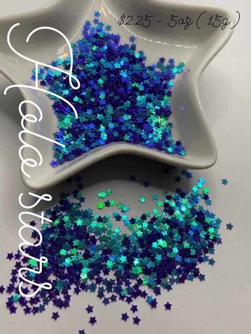 Blue holographic star sequins 15g, star sequins, resin fillers, crafting supplies, resin sequins, stars holo nail accessories, epoxy