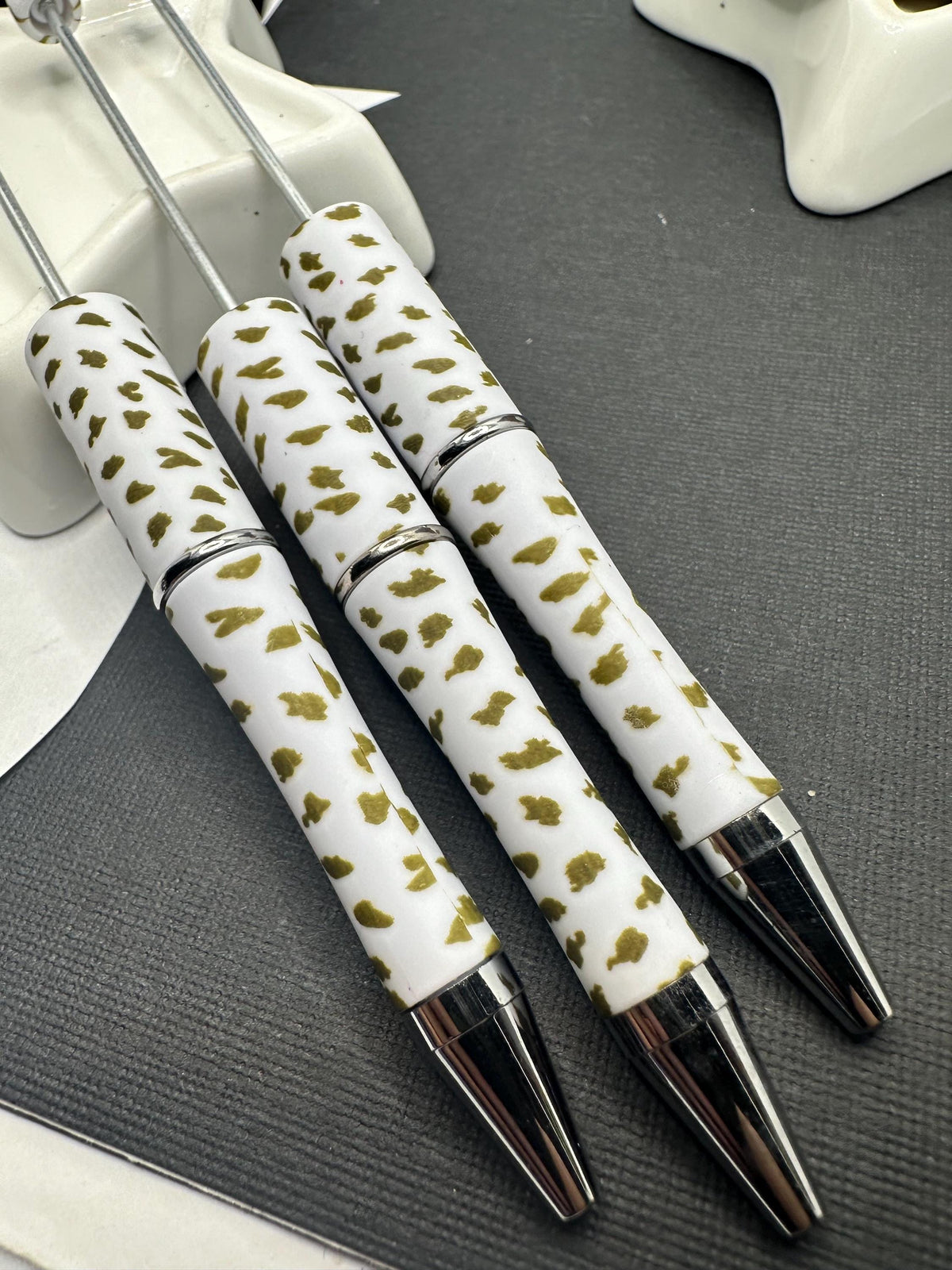 Gold Splotch Pattern, Beadable pen blank, black ink, pen for silicone beads, for acrylic beads, pens for crafting, beadable blanks supplies