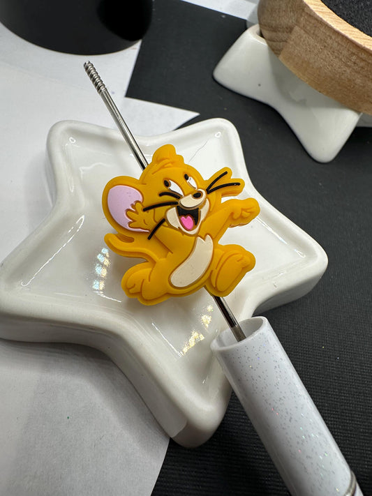 Silicone focal bead, Jerry mouse bead, cute bead for pens, bead for beadable items, cartoon character bead double sided silicone bead 30mm